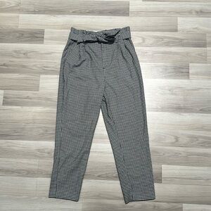 H&M Women’s Black/White High Waisted Dress Pants With Tie Size 8